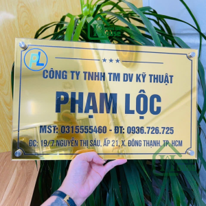 Alternative view of Biển Tên Công Ty Inox Gương Vàng In UV - CT003