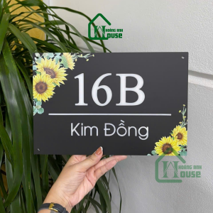 Biển số nhà in uv hoa hướng dương