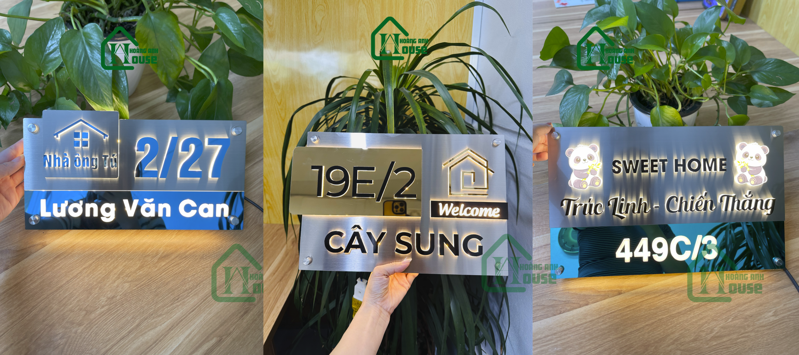biển só nhà sáng đèn inox