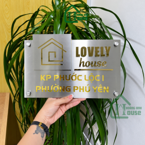 Biển Số Nhà Inox Bạc Xước Chữ Vàng Phổ Yên Thái Nguyên