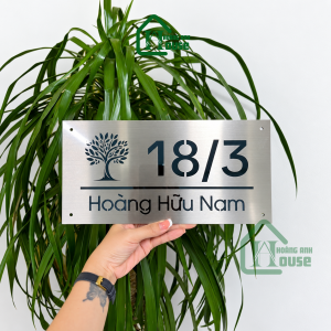 biển số nhà inox họa tiết cây