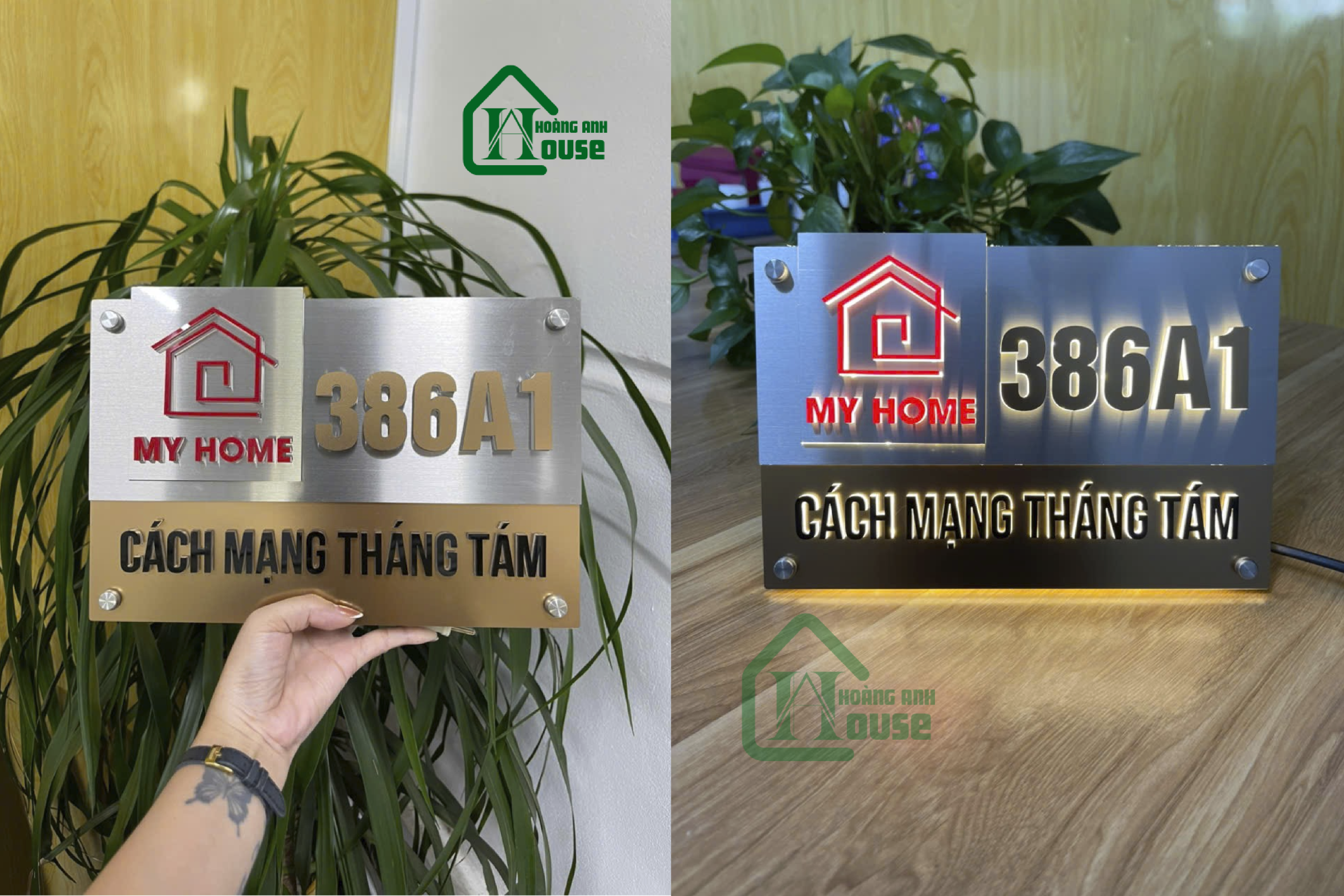 biển số nhà sáng đèn sáng chân