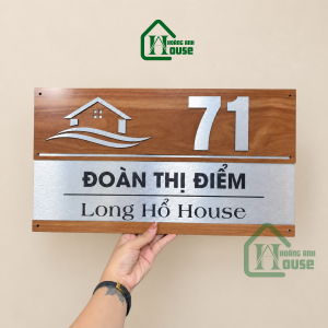 Biển Số Nhà Vân Gỗ Kết Hợp Bạc Xước