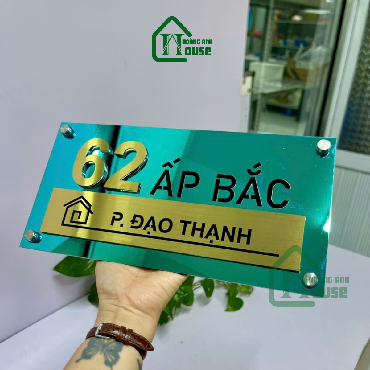 gia công cdc số nhà inox hoàng anh house