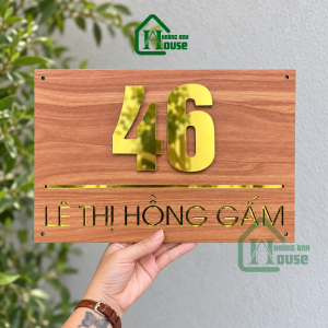 Biển Số Nhà Mica Số Nổi Vàng Gương