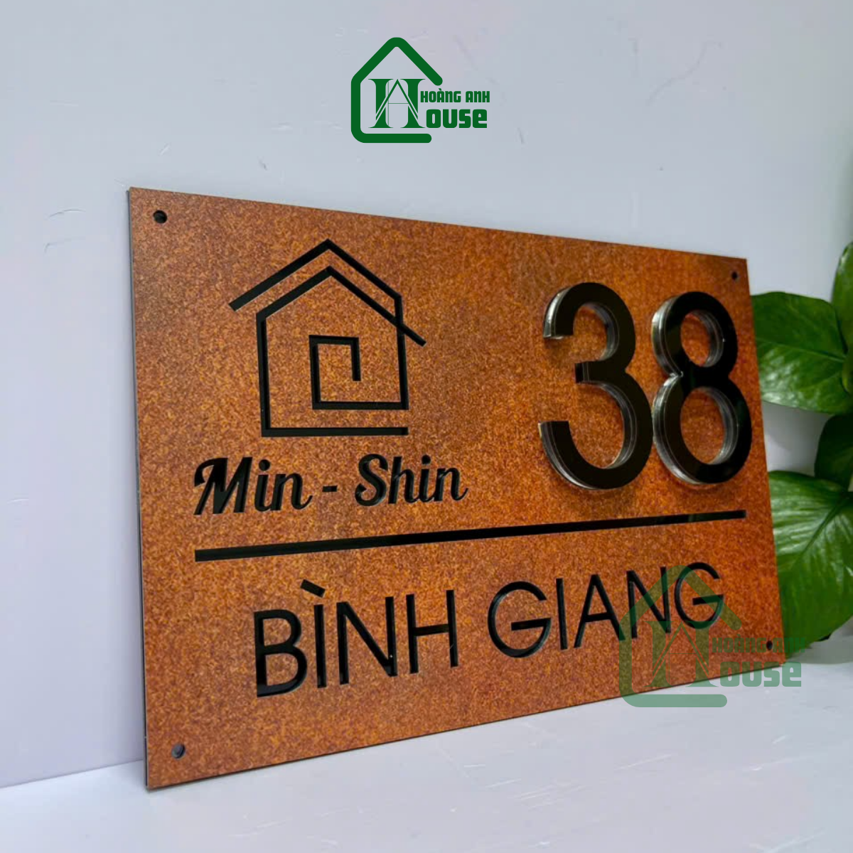 Biển Số Nhà Màu Gỉ Sét hoàng anh house