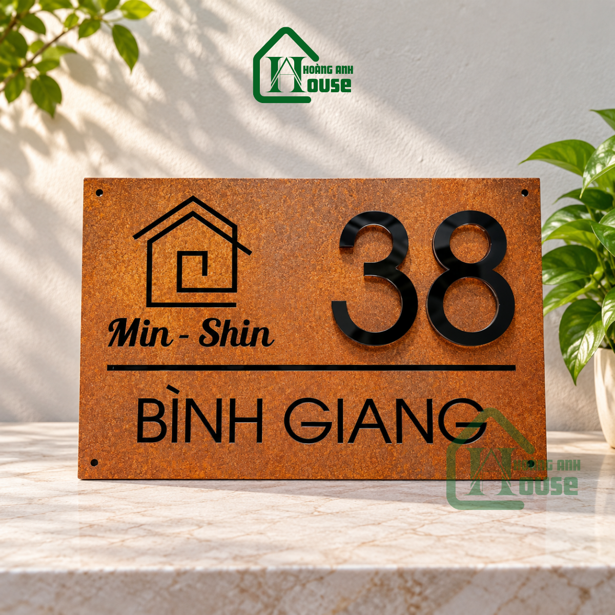 biển số nhà màu gỉ sét