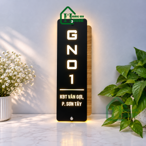 Biển Số Nhà LED Nền Đen Vân Gỗ